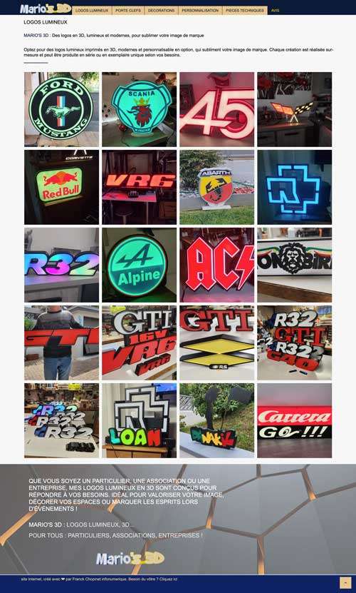 page créé avec la formation - https://marioslogo3dlumineux.com/creations3dlumineux-decoration-logo-porte-clef-personnalisation.html
